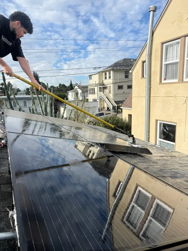 Sparkling clean residential solar panels in California maximizing energy output